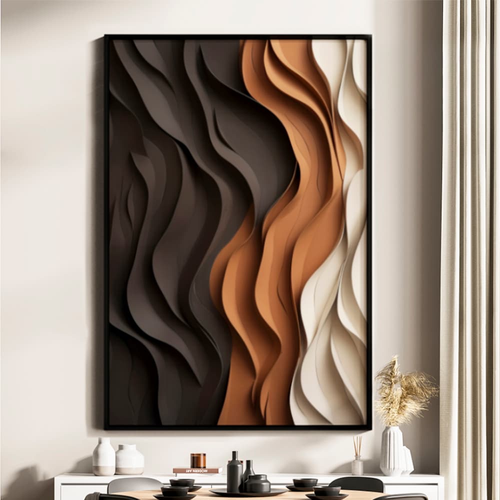 Quadro Decorativo Abstratos Ondas Marrom Arte Plástica