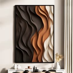 Quadro Decorativo Abstratos Ondas Marrom Arte Plástica