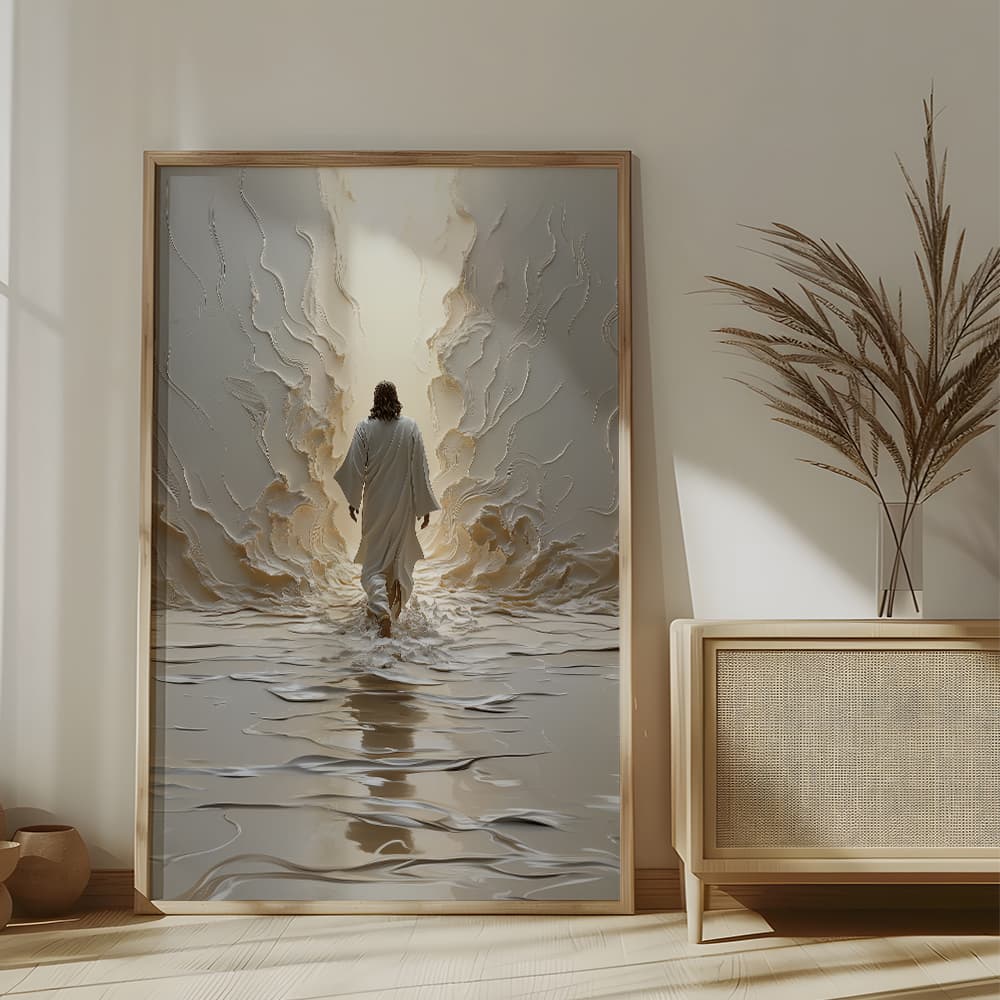 Quadro Decorativo Religiosos Jesus anda sobre as águas