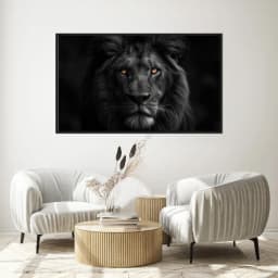 Quadro Decorativo Leão Em Preto
