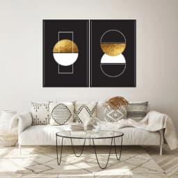 Kit Quadros Decorativos Formas Douradas
