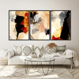 Kit Quadros Decorativos Pintura Abstrata