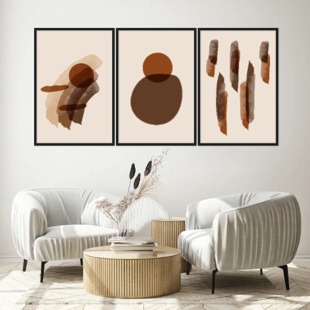 Kit Quadros Decorativos Abstrato Minimalista