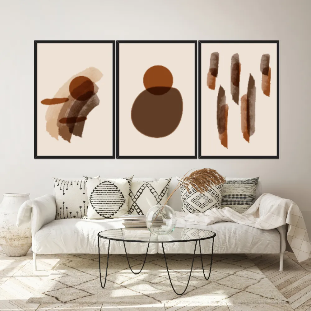 Kit Quadros Decorativos Abstrato Minimalista