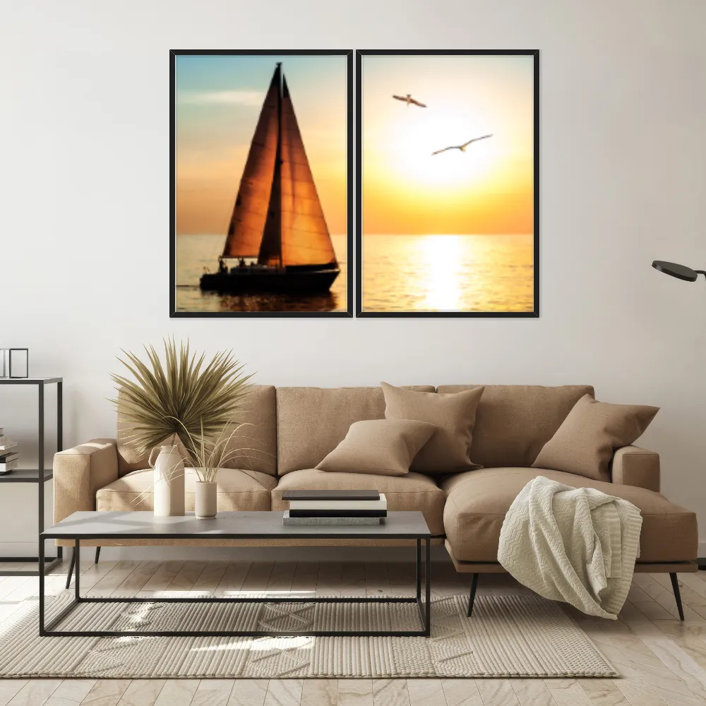Kit Quadros Decorativos Pôr Do Sol