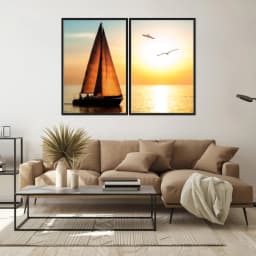 Kit Quadros Decorativos Pôr Do Sol