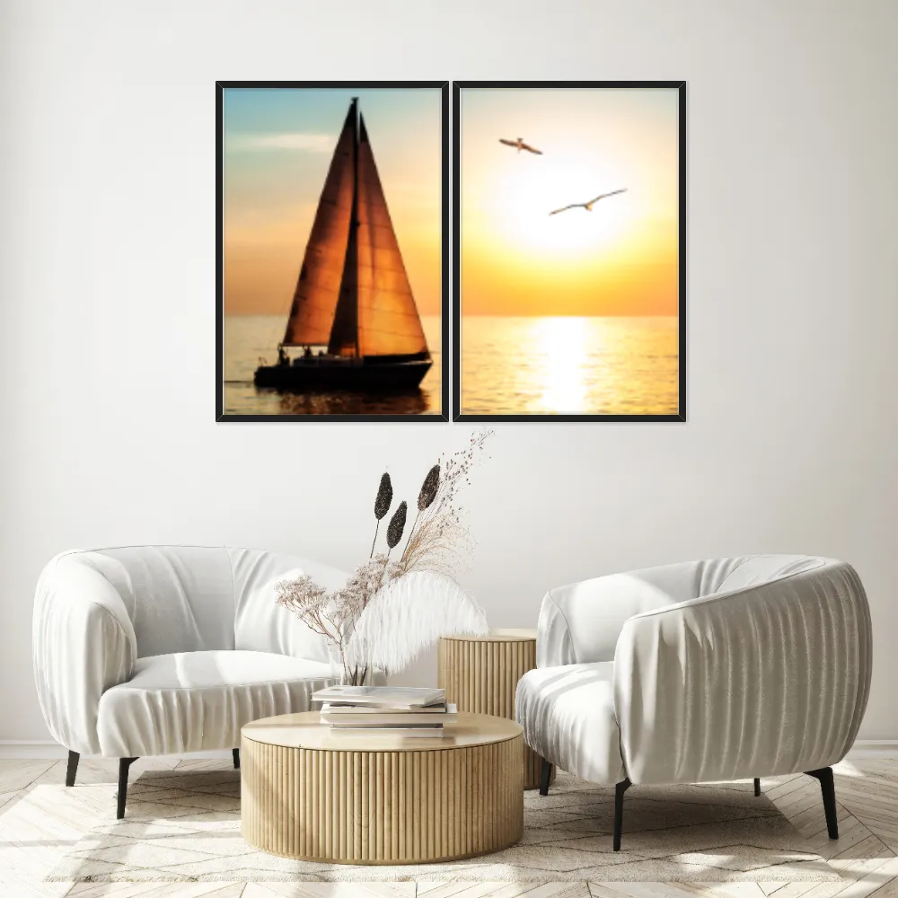 Kit Quadros Decorativos Pôr Do Sol