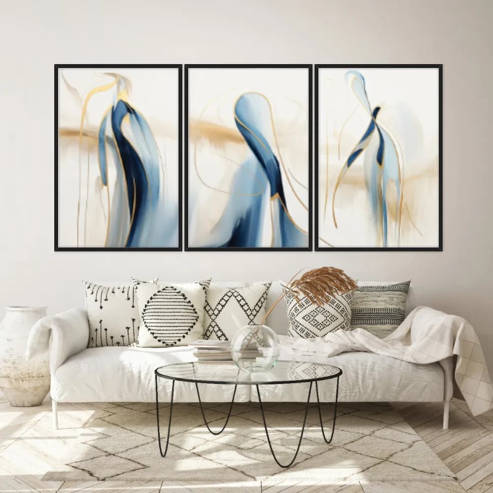 Kit Quadros Decorativos Pintura Abstrata