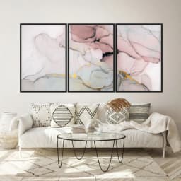 Kit Quadros Decorativos Mármore Rosa