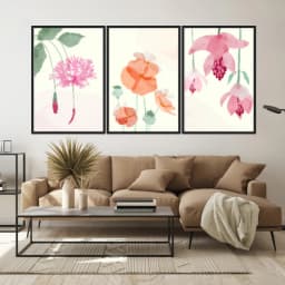 Kit Quadros Decorativos Flora Aquarela