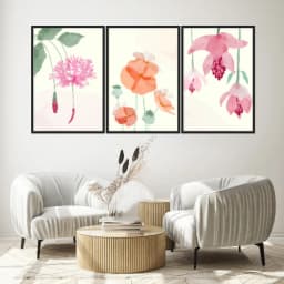 Kit Quadros Decorativos Flora Aquarela
