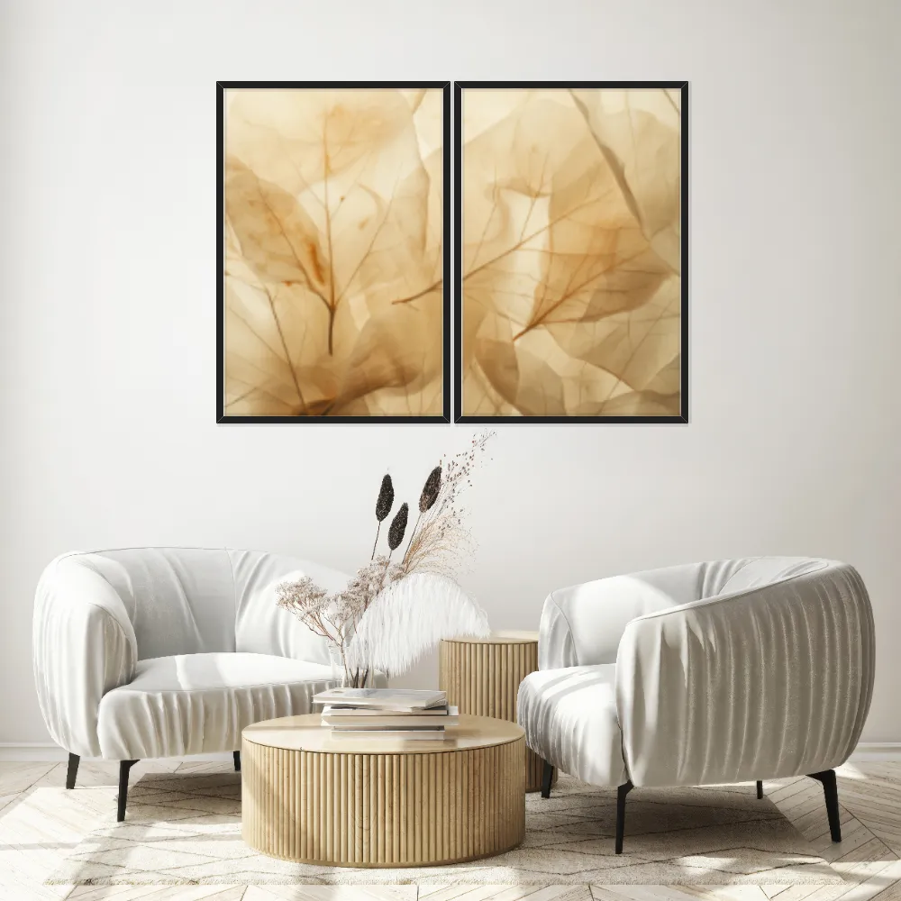 Kit Quadros Decorativos Textura De Folhas