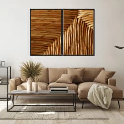 Kit Quadros Decorativos Madeira De Bambu