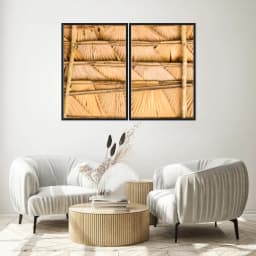 Kit Quadros Decorativos Madeira De Bambu