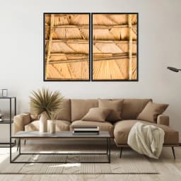 Kit Quadros Decorativos Madeira De Bambu
