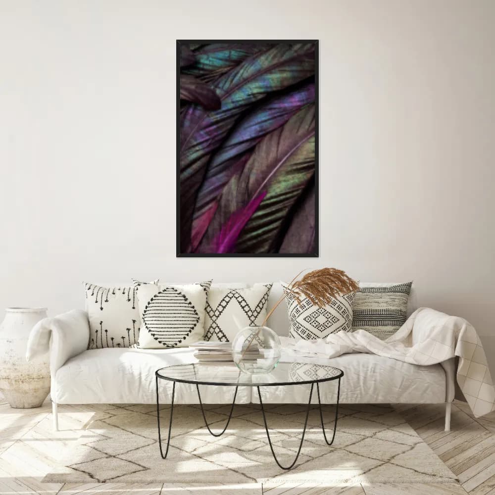 Quadro Decorativo Penas Coloridas