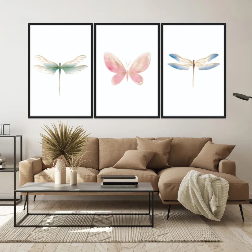 Kit Quadros Decorativos Borboleta E Libélulas