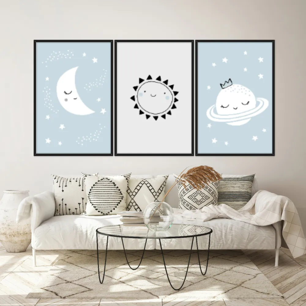 Kit Quadros Decorativos Lua E Planeta