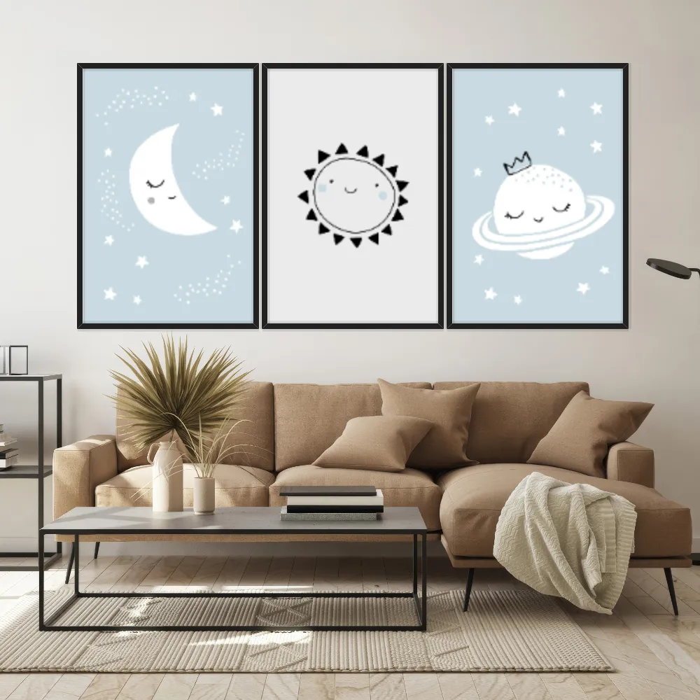Kit Quadros Decorativos Lua E Planeta