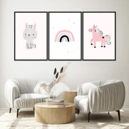 Kit Quadros Decorativos Coelho E Unicórnio