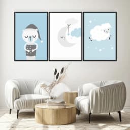 Kit Quadros Decorativos Urso E Ovelha