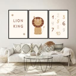 Kit Quadros Decorativos Número E Leão