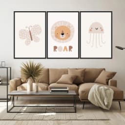 Kit Quadros Decorativos Borboleta Elefante E Polvo