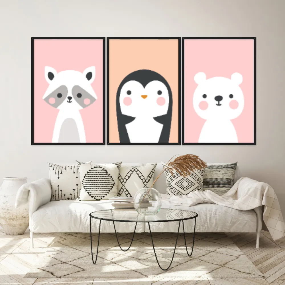 Kit Quadros Decorativos Animais Fofos