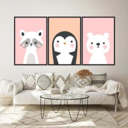 Kit Quadros Decorativos Animais Fofos