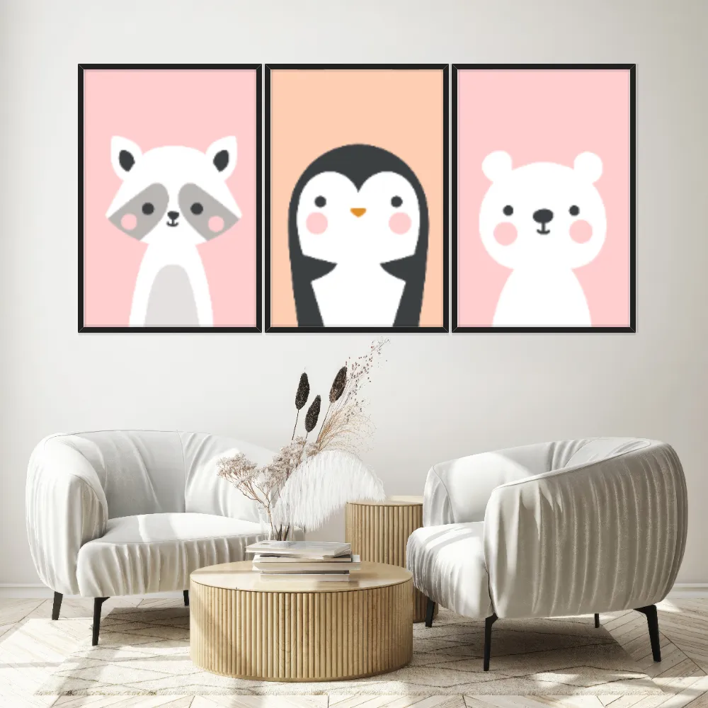 Kit Quadros Decorativos Animais Fofos