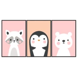 Kit Quadros Decorativos Animais Fofos