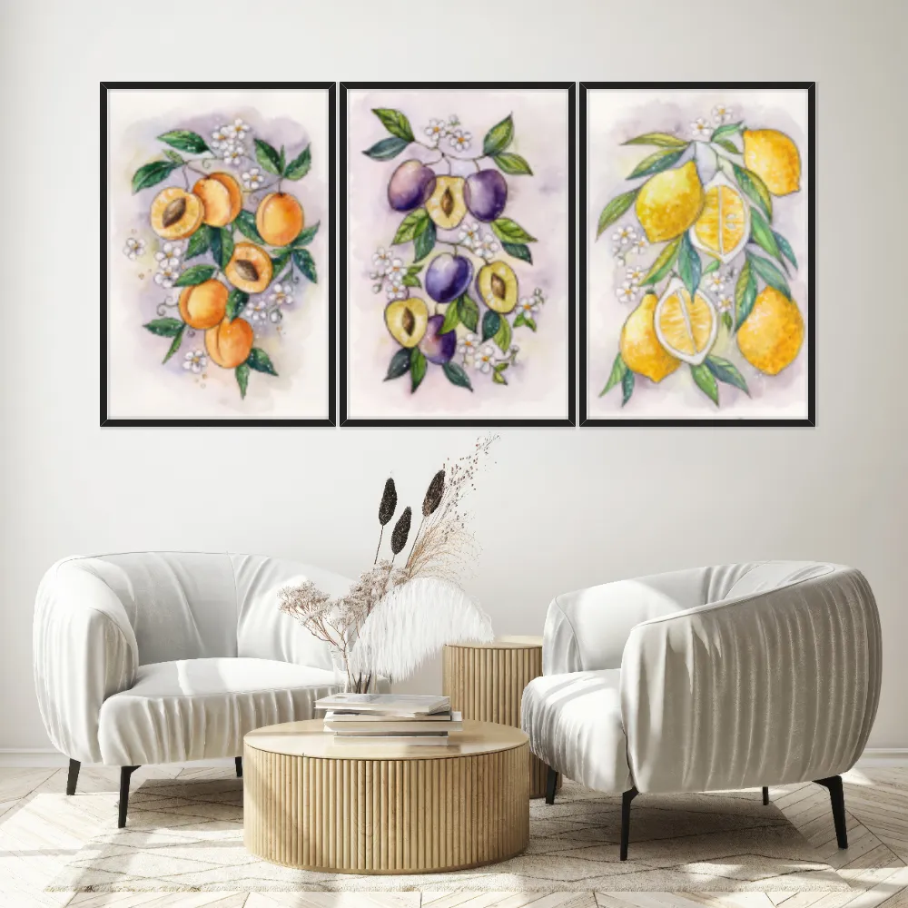 Kit Quadros Decorativos Frutas