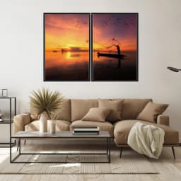Kit Quadros Decorativos Pôr Do Sol