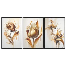 Kit Quadros Decorativos Planta Dourada