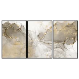 Kit Quadros Decorativos Dourado Mármore
