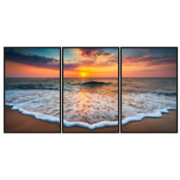 Kit Quadros Decorativos Mar Com Pôr Do Sol