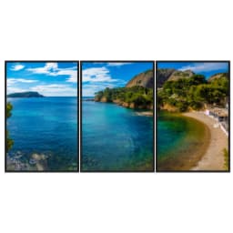 Kit Quadros Decorativos Mar Azul Com Montanha