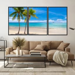 Kit Quadros Decorativos Coqueiro Na Praia
