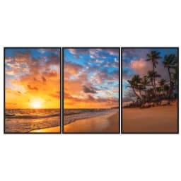 Kit Quadros Decorativos Coqueiro Pôr Do Sol