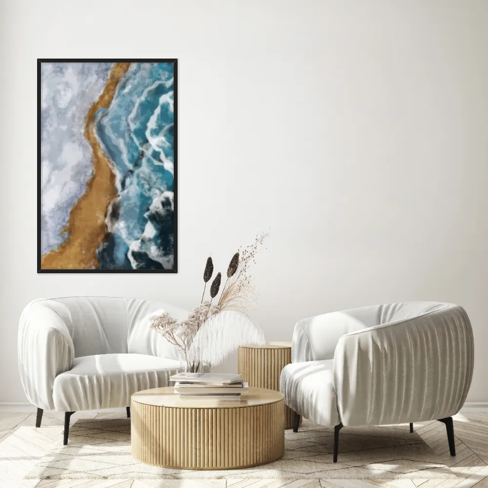 Quadro Decorativo Pintura De Mar Com Areia