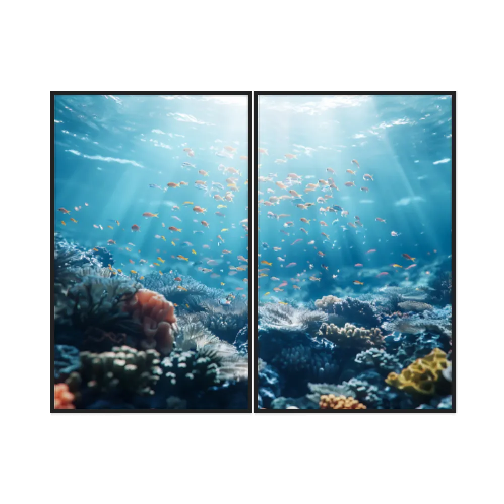 Kit Quadros Decorativos Fundo Do Mar Com Peixinhos