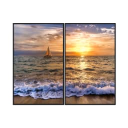 Kit Quadros Decorativos Mar Com Pôr Do Sol