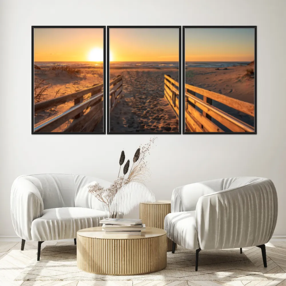 Kit Quadros Decorativos Estrada Com Vista Para O Mar