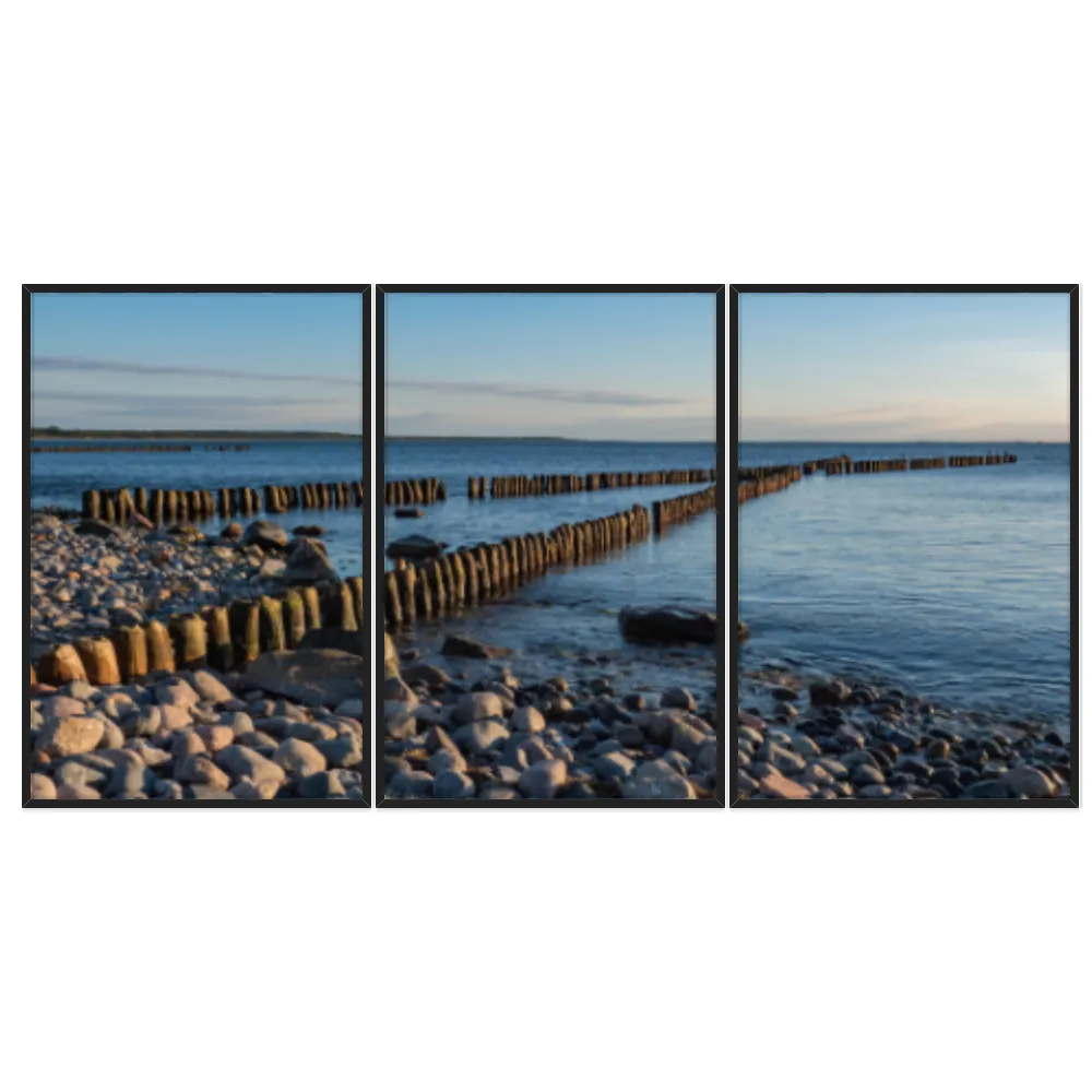 Kit Quadros Decorativos Estrada De Pedra Com O Mar