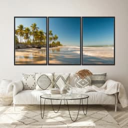 Kit Quadros Decorativos Coqueiro Na Praia