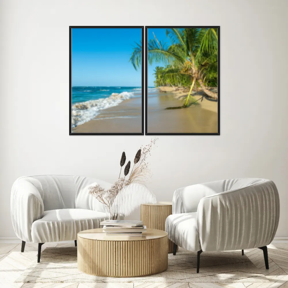 Kit Quadros Decorativos Coqueiro Na Praia
