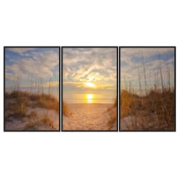 Kit Quadros Decorativos Mar Com Pôr Do Sol