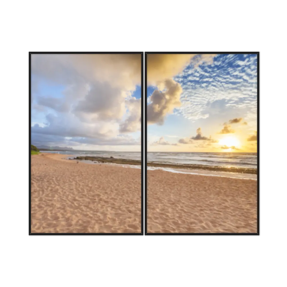 Kit Quadros Decorativos Praia Com Pôr Do Sol