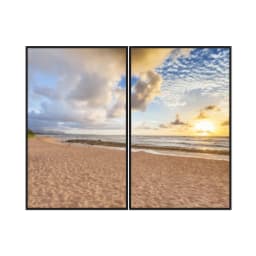 Kit Quadros Decorativos Praia Com Pôr Do Sol