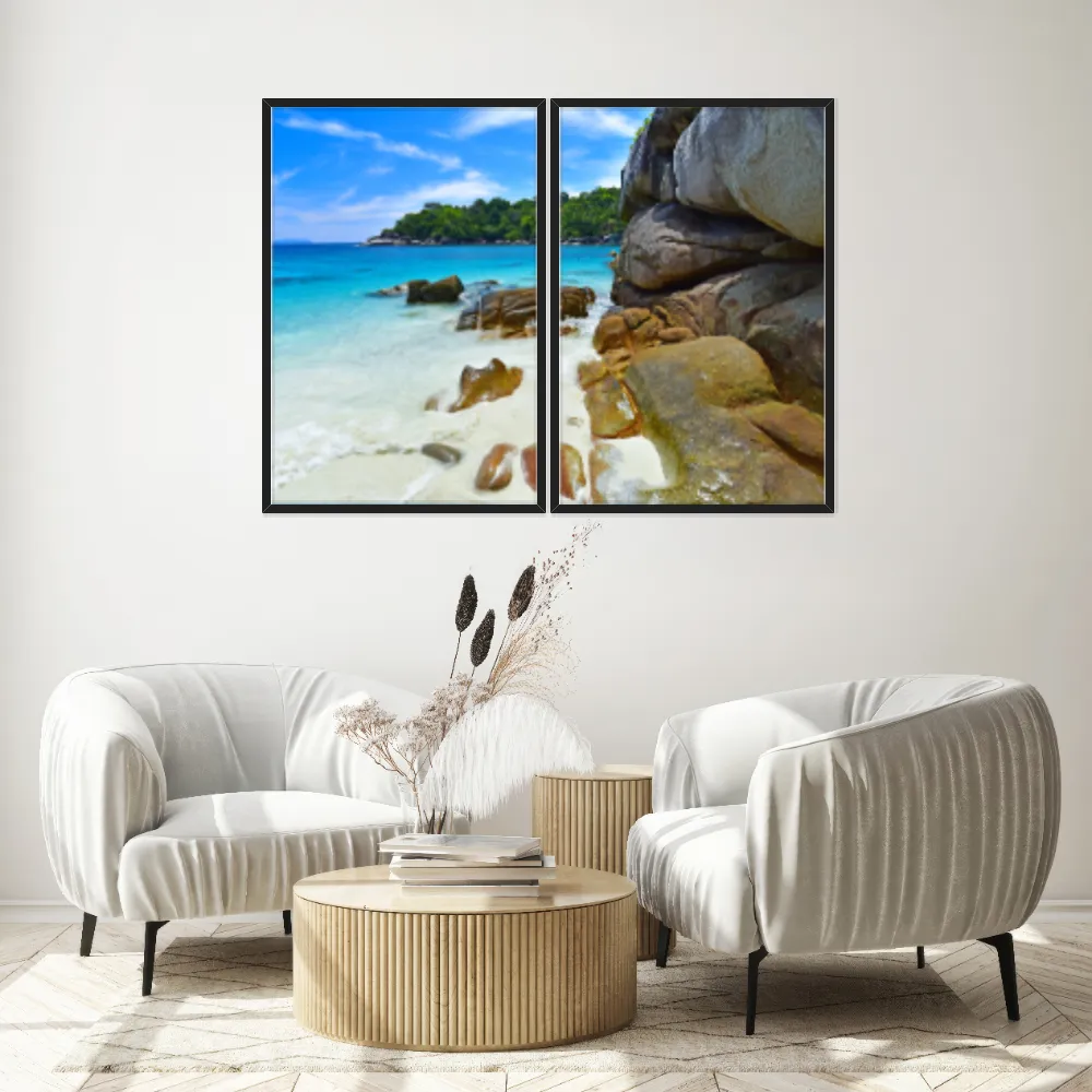 Kit Quadros Decorativos Mar Com Pedras